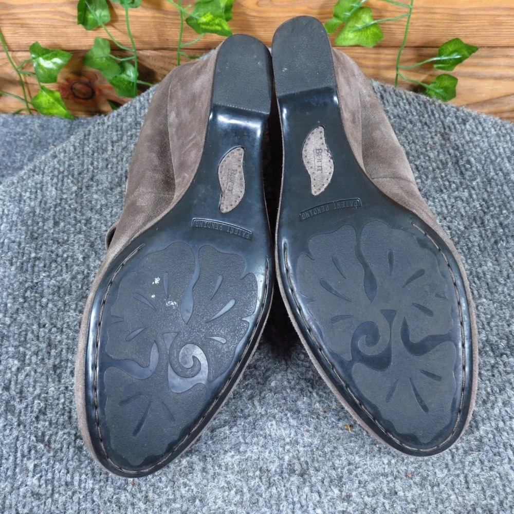 Born Jordana Women Mary Jane Wedge Pumps Size 7.5 Work Office Taupe Gray Suede